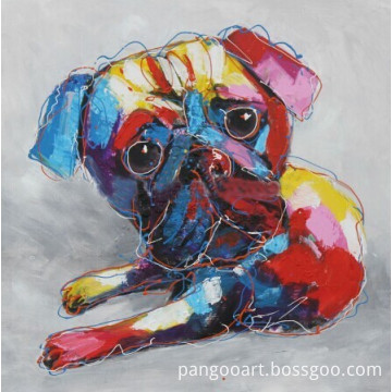 Pop art handmade dog animal oil painting